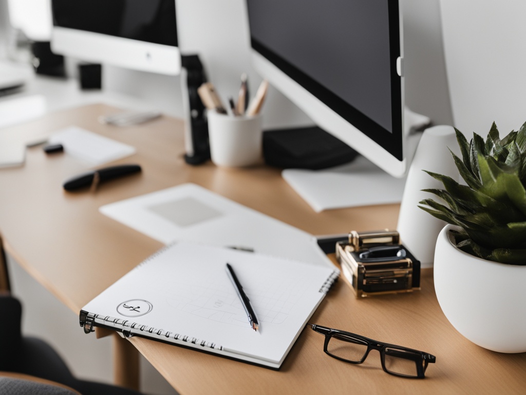 A solo designer sketching logo concepts at a minimalist table, focusing on clean, simple brand elements.